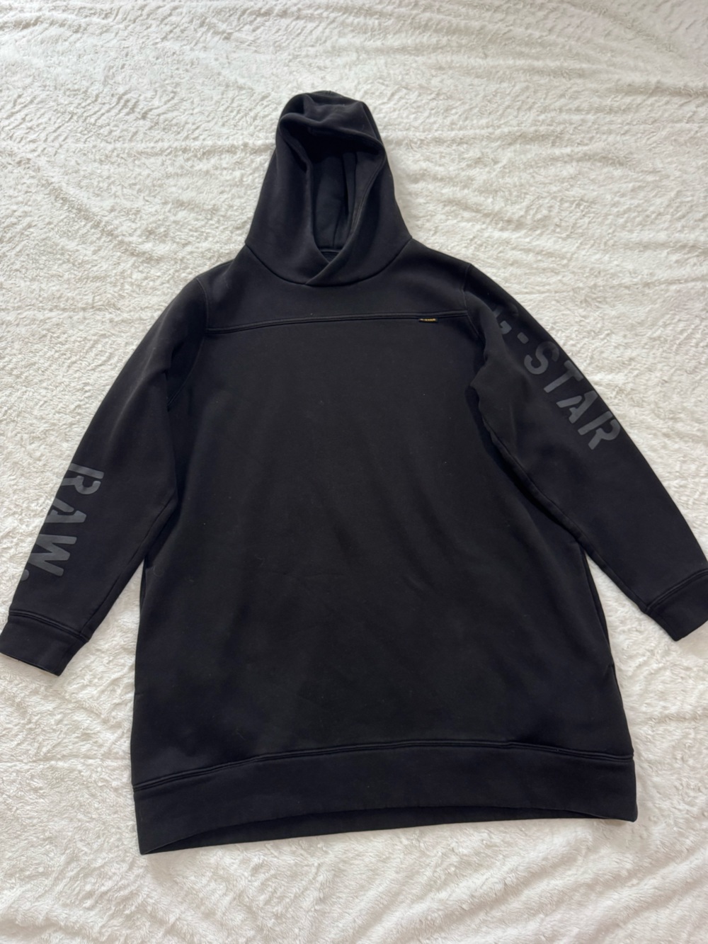 G-Star Black Hoodie Dress with Sleeve Logo